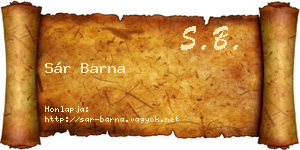 Sár Barna névjegykártya